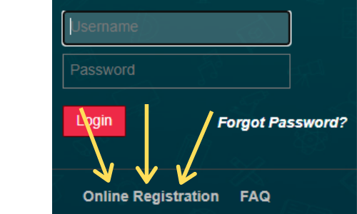 Online Registration area 
